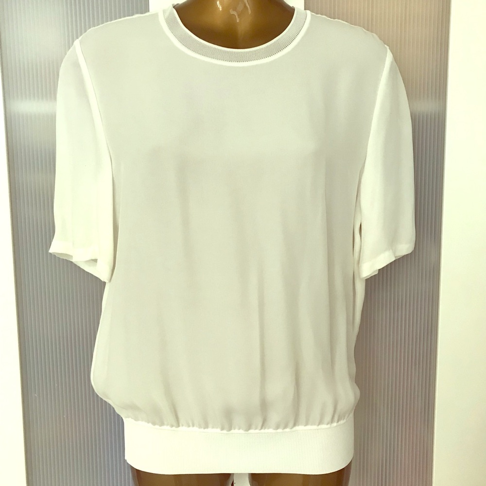 Theory 100% Silk White Top Size Small New